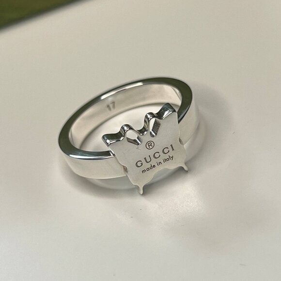 Authentic gucci sterling silver women's ring butterfly ring size 8 with box - Picture 5 of 8